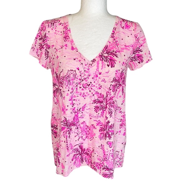 Lilly Pulitzer Etta Pink Blossom Wild About You Short Sleeve Tee - S - Picture 4 of 14